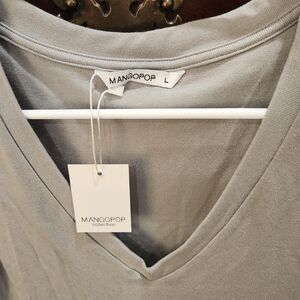 MANGOPOP Light Gray V-Neck Top